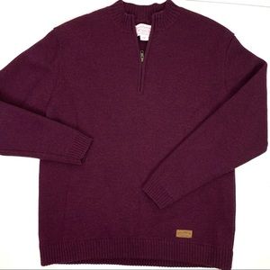 C.C. Filson Seattle 100% Wool Burgundy Maroon 3/4 Zip Sweater Like New Large